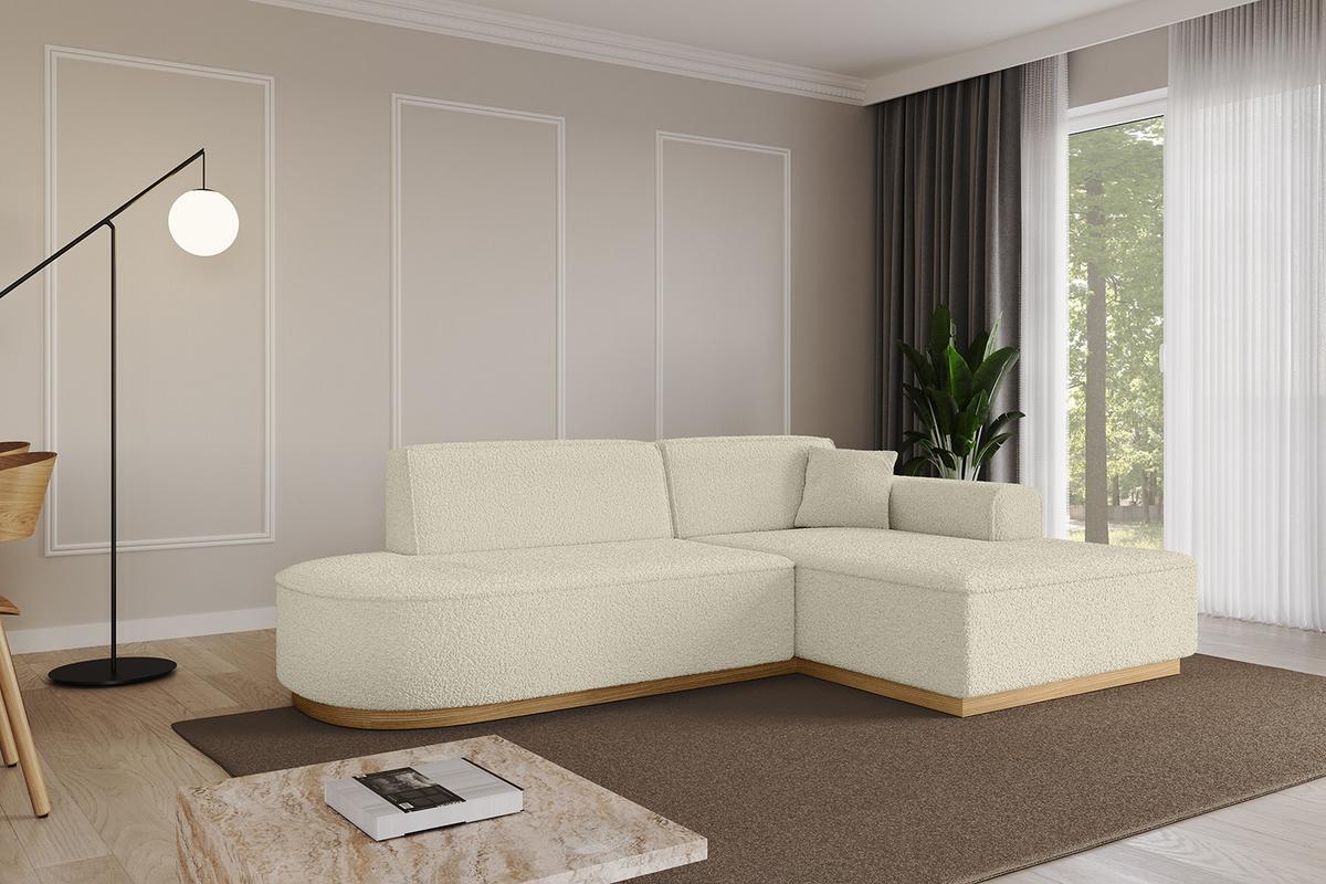 ECKSOFA Ottomane Rechts IREA-L1-v2 - 232x165x80 cm Beige - Hellbraun/Creme, Holzwerkstoff/Textil (232/165cm) - ALTDECOR