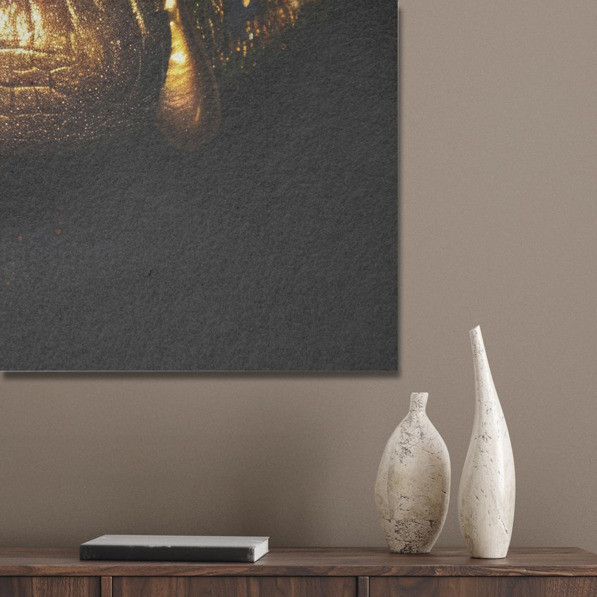 AKUSTIKBILD Frau - Porträt - Lippen - Gold - Schwarz Akustikpaneele 90x90 cm - Schwarz, Kunststoff (90/90/0.9cm) - MuchoWow