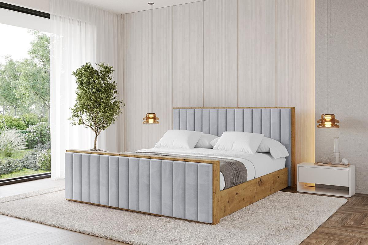 POLSTERBETT mit Bettkasten, Fußteil und Lattenrost, Boxbett mit Matratze H3/H4 - ENZO4-Z 180x200 Hellgrau - Hellgrau, Holzwerkstoff/Textil (180/200cm) - ALTDECOR