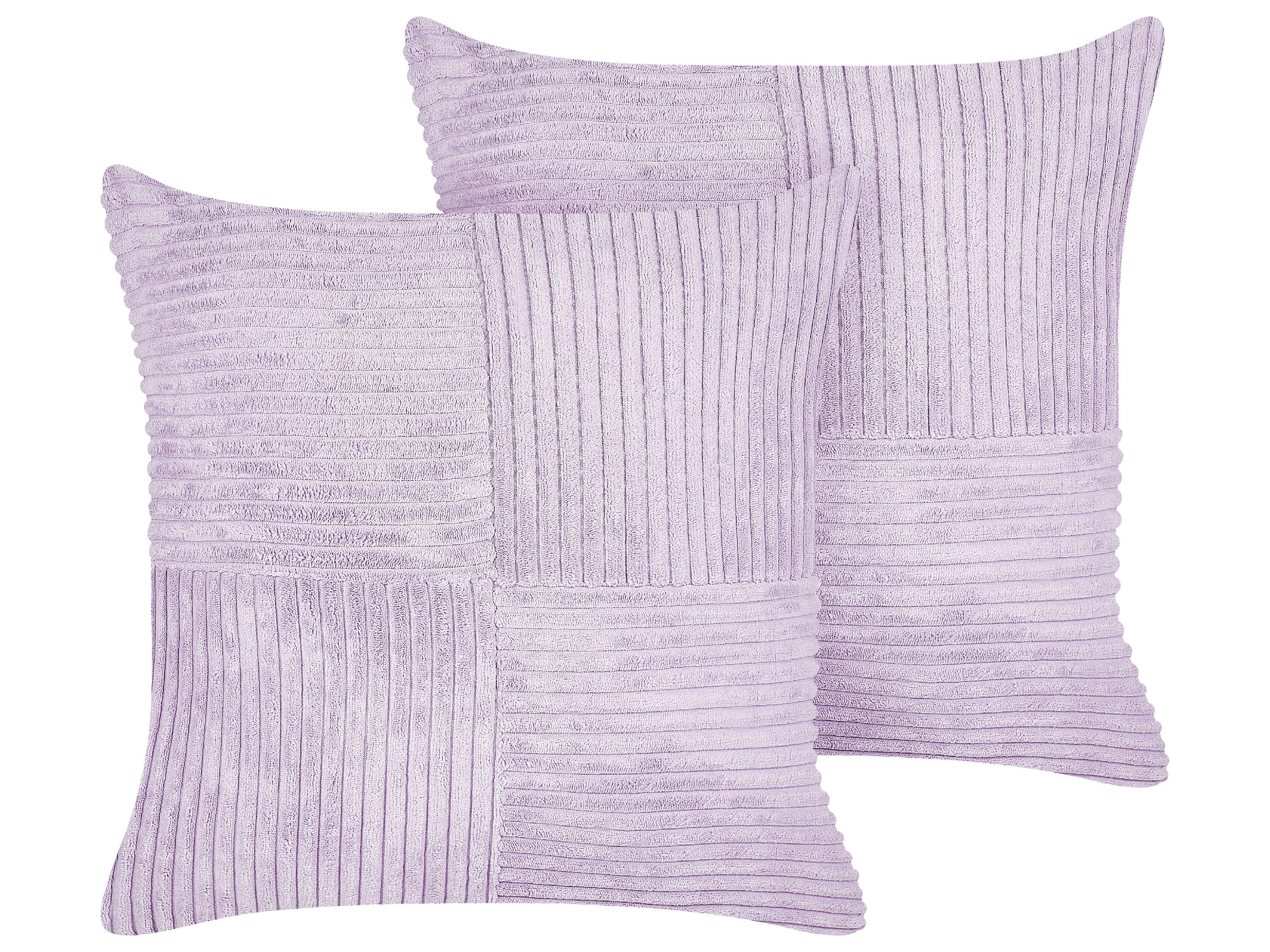 DEKOKISSEN CORD 2er-Set Violett 43/43 cm Millet - Violett, Textil (43/43cm) - Beliani