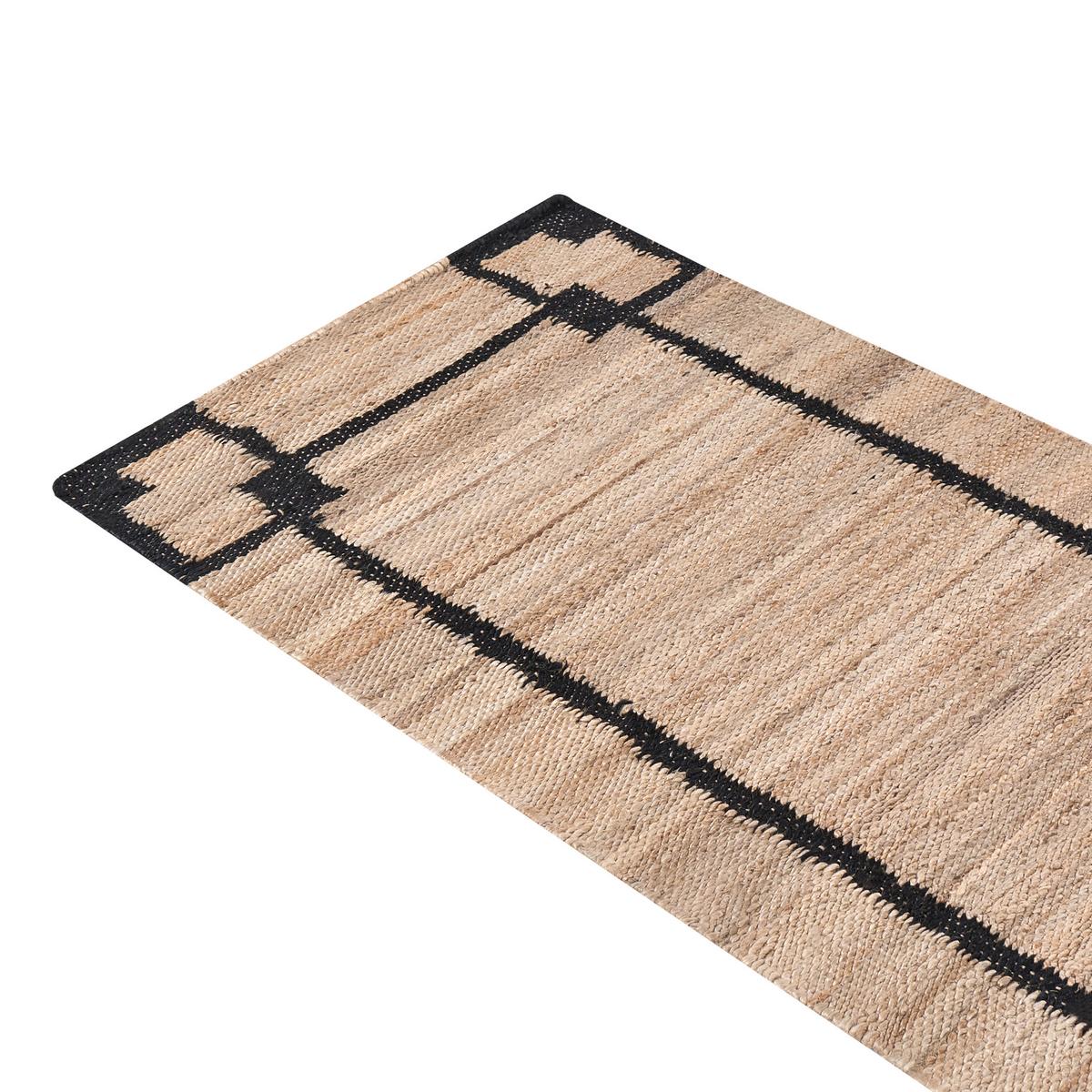 TEPPICH Schwarz/Beige 80/300 cm Jute Gondia - Beige, Textil (80/300cm) - Beliani