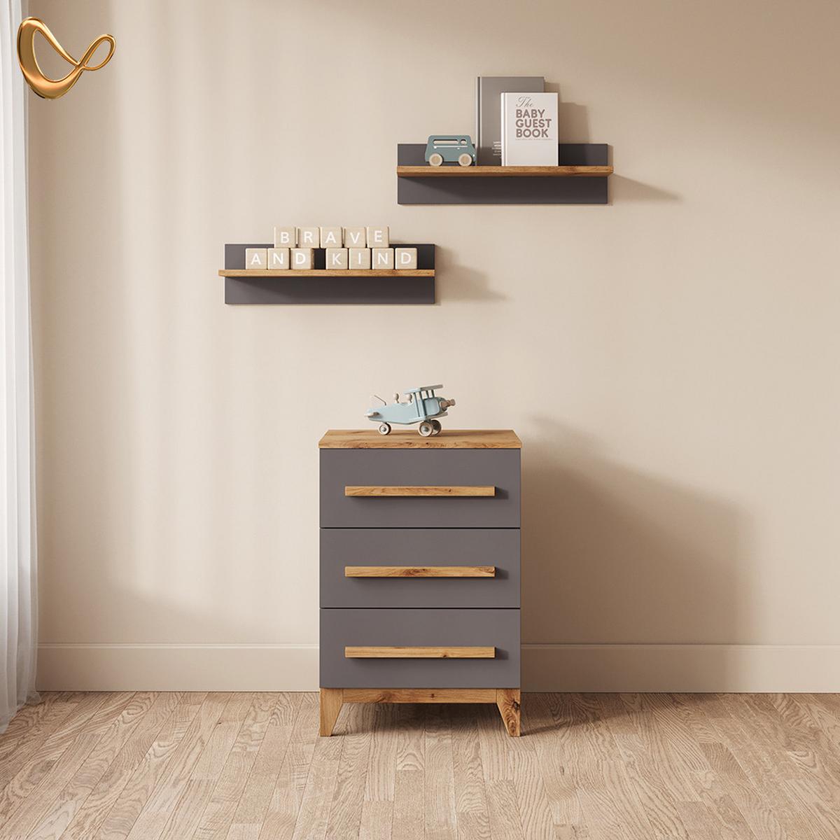 KOMMODE Mailo Grau/Artisan 60 x 88 cm mit Tür - Eiche Artisan/Grau, Holzwerkstoff (60/88/53.4cm) - Livinity®