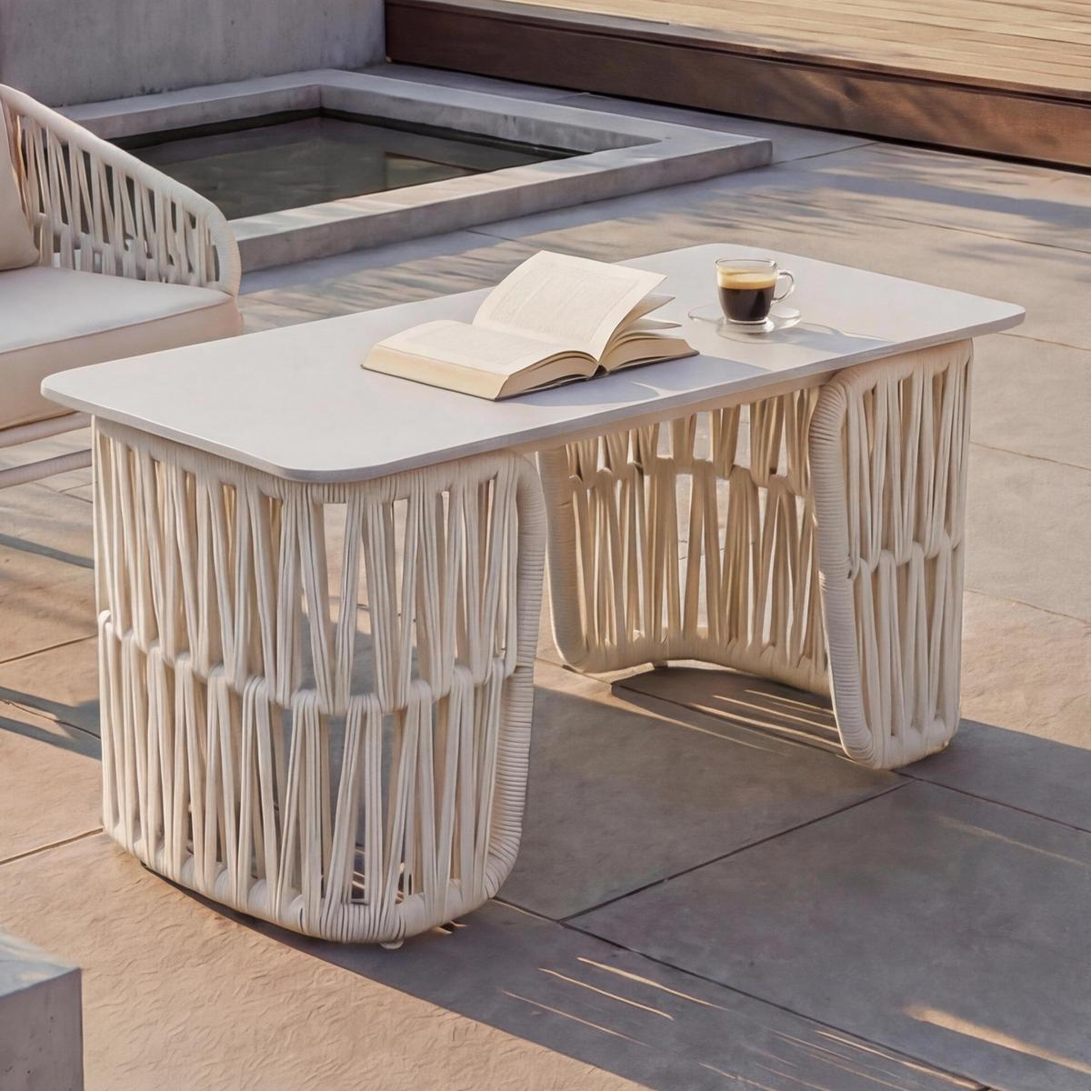 LOUNGETISCH eckig Cremeweiß - Weiß, Metall (45/90/43cm) - MCW
