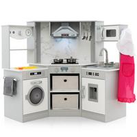SPIELKÜCHENSET Grau - Grau, Holzwerkstoff (102/85/51cm) - COSTWAY