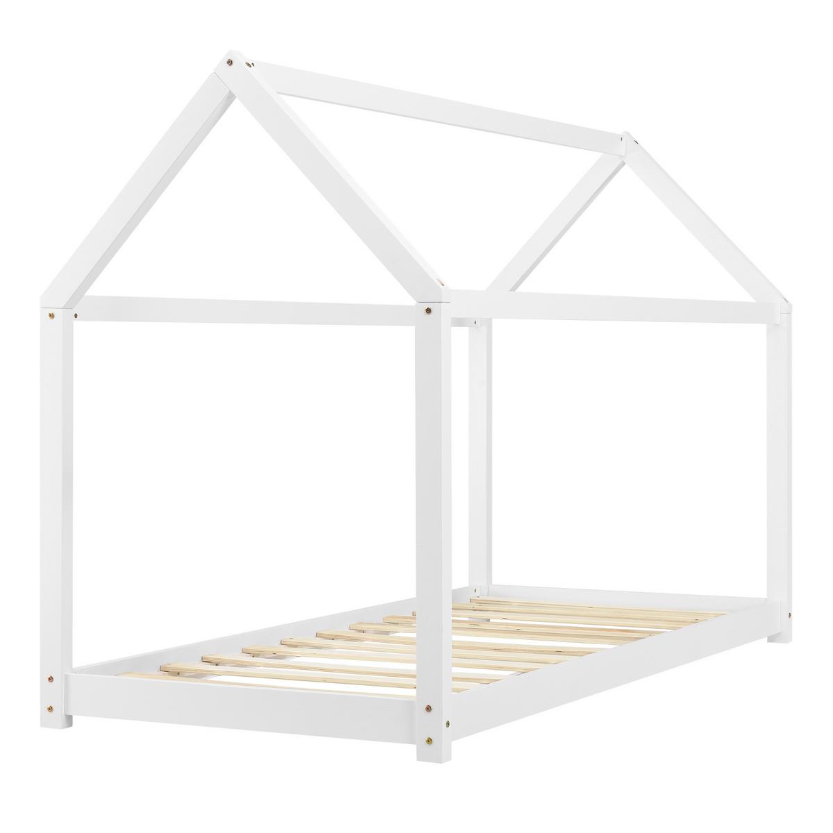 HAUSBETT Netstal - Weiß, Holz (80/160cm) - [en.casa]