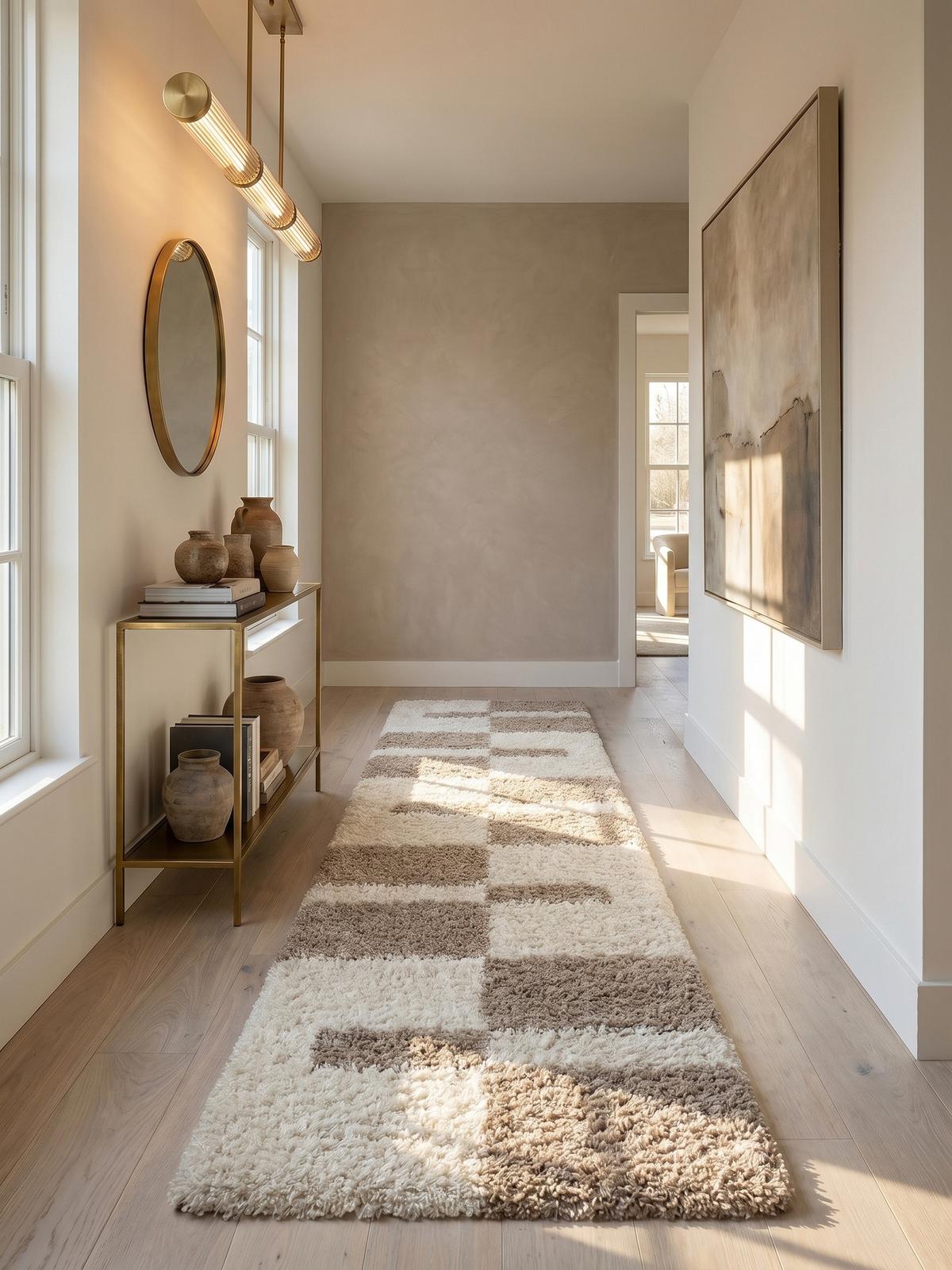 HOCHFLORTEPPICH WERFEN, kariert, Beige, 80 x 250 cm - Beige, Textil (80/250cm) - KADIMA DESIGN