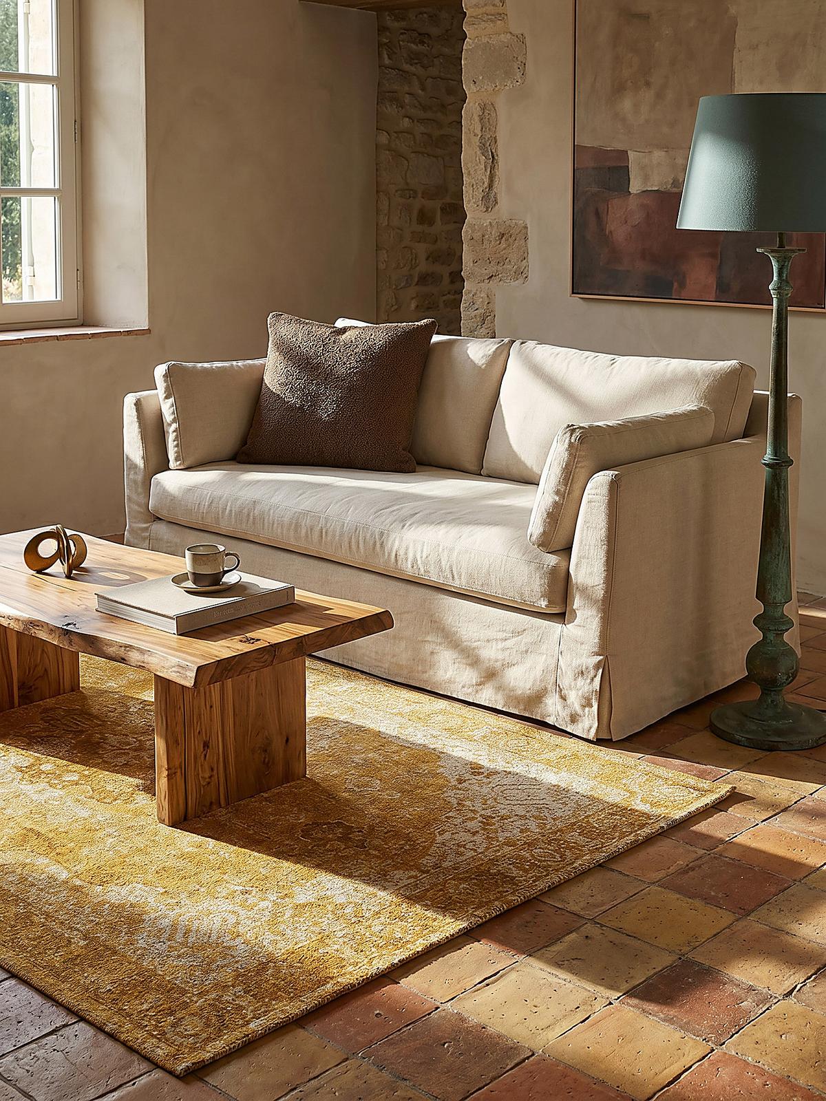 TEPPICH COQUET, im Vintage-Stil, Senfgelb, 120 x 170 cm - Gelb, Textil (170/120cm) - KADIMA DESIGN