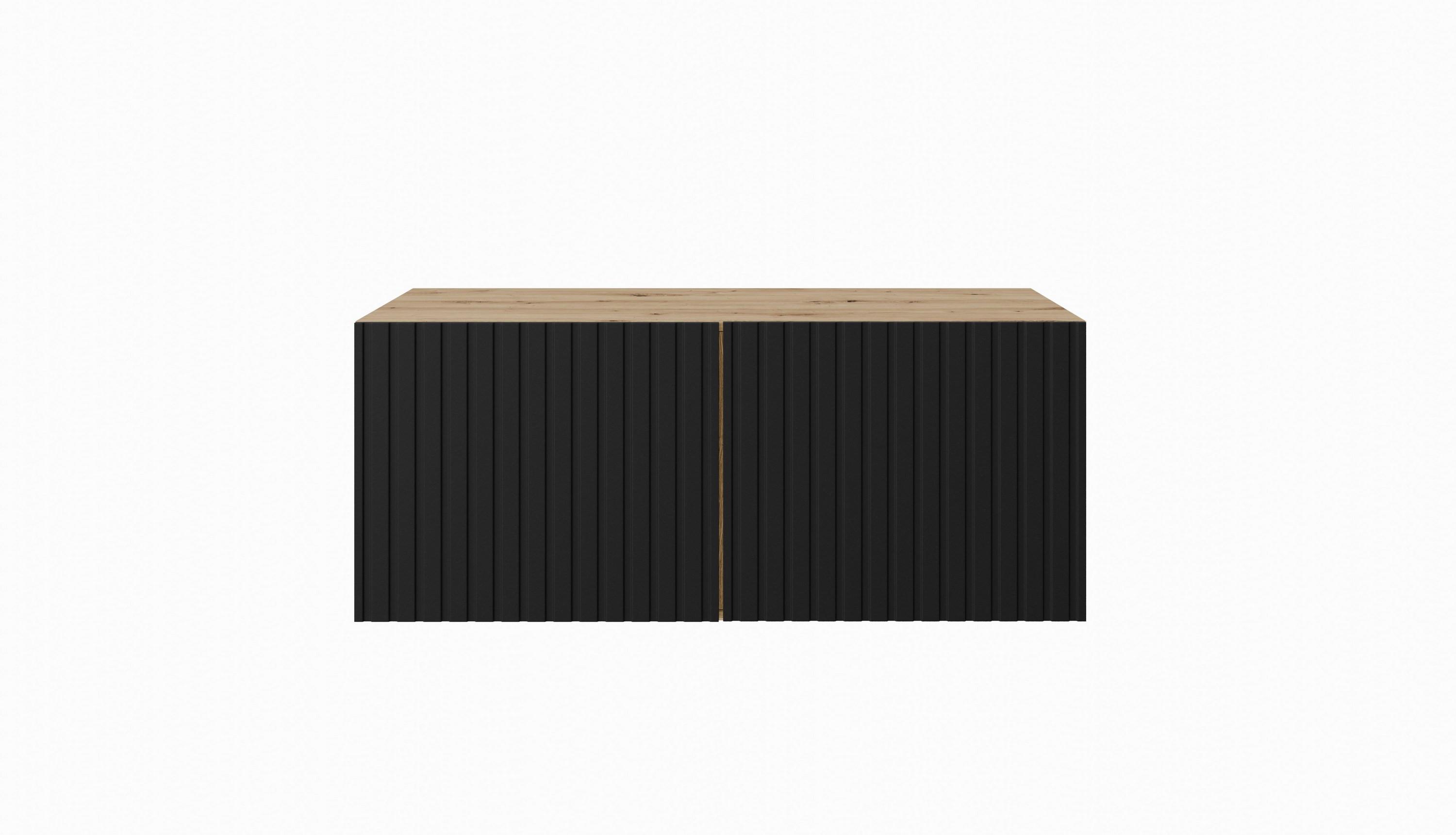 LOWBOARD LIVO 100/41/40 cm, Hängender TV-Schrank Eiche Artisan - Schwarz/Eiche Artisan, Holzwerkstoff (100/41/40cm) - MASSENO