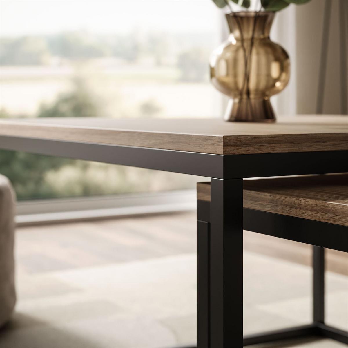 COUCHTISCHSET ISA 2in1 - Eichefarben, Holzwerkstoff (70/70/42cm) - Lookway