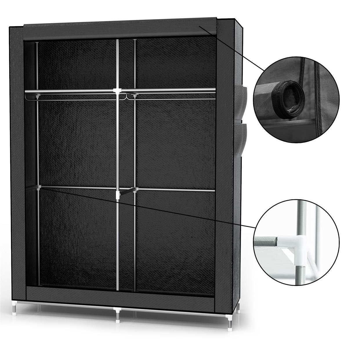 STOFFSCHRANK - Schwarz, Textil (45/170/108cm) - Intirilife