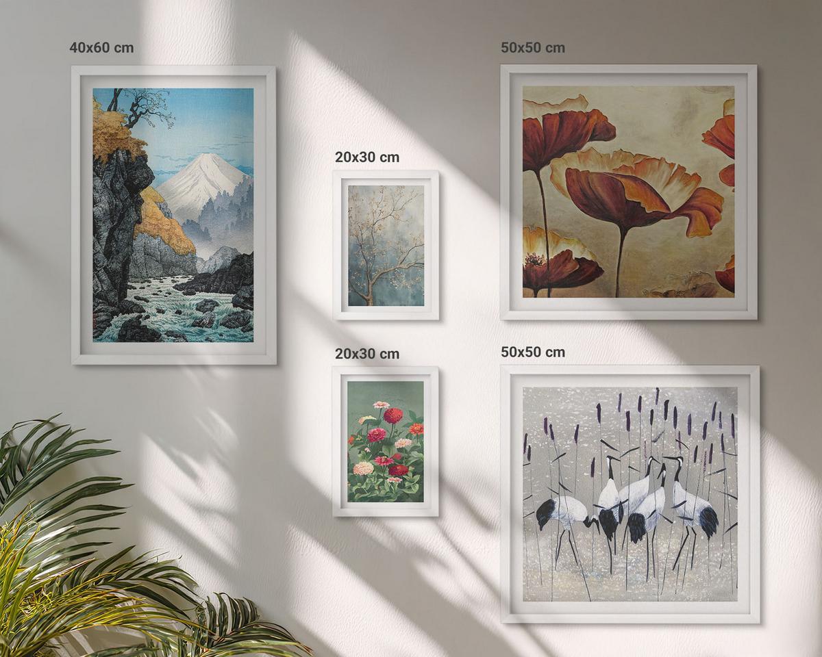 BILDER SET 5er Set - 50x50 cm & 20x30 cm & 40x60 cm Weißer Rahmen - Tropische Pflanzen, Pflanzenliebhaberin - Weiß, Kunststoff (40/60cm) - TULUP