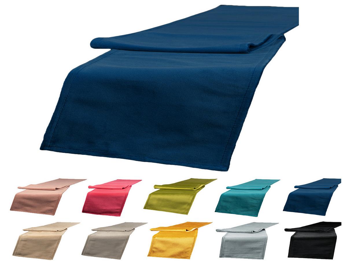 TISCHLÄUFER Samt&Sonders admiral-blau 140/40 cm - Blau/Dunkelblau, Textil (40/140cm) - beties Heimtextil