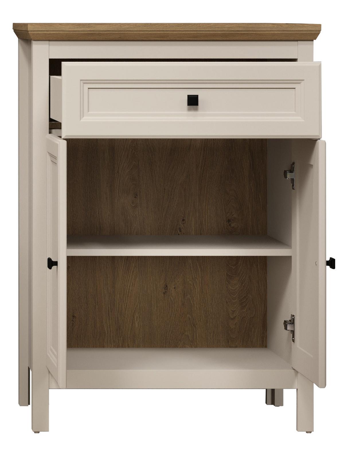 FLURKOMMODE Kaschmir, Stein Eiche Landhaus 70 x 98 cm, Schuhschrank mit Soft-Close - Kaschmir/Eichefarben, Holzwerkstoff/Kunststoff (70/98/41cm) - Top.Furn