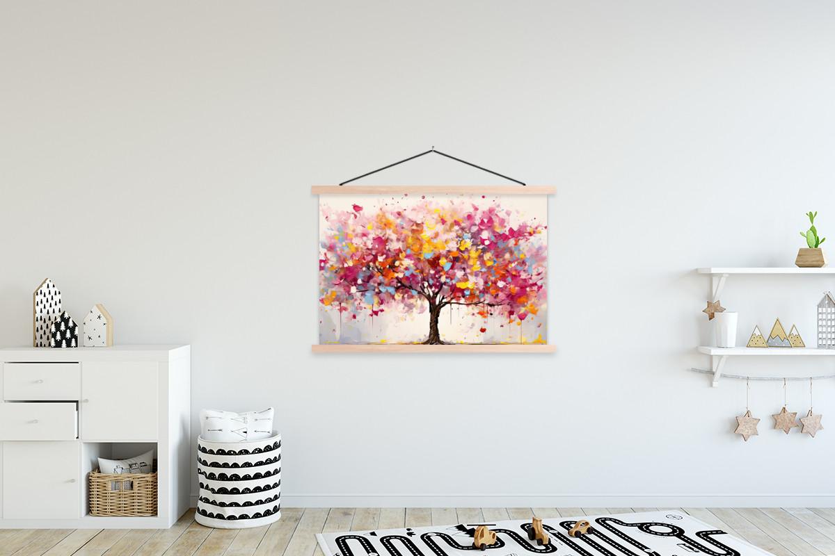 POSTER MIT MAGNETLEISTEN Aquarell - Baum - Kunst - Abstrakt Magnetleiste 120x80 cm - Multicolor, Textil (120/80/0.15cm) - MuchoWow