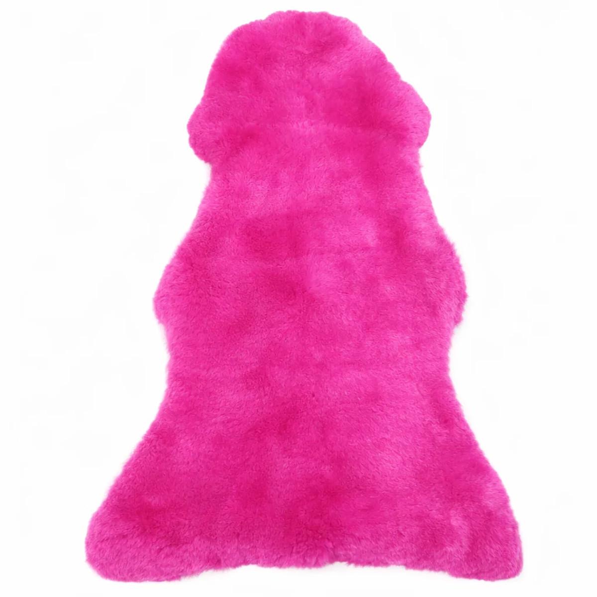 FELL Deutsches Merino Lammfell Schaffell Fuchsia Pink ca. 115 cm - Pink, Fell (65/115cm) - Provellus
