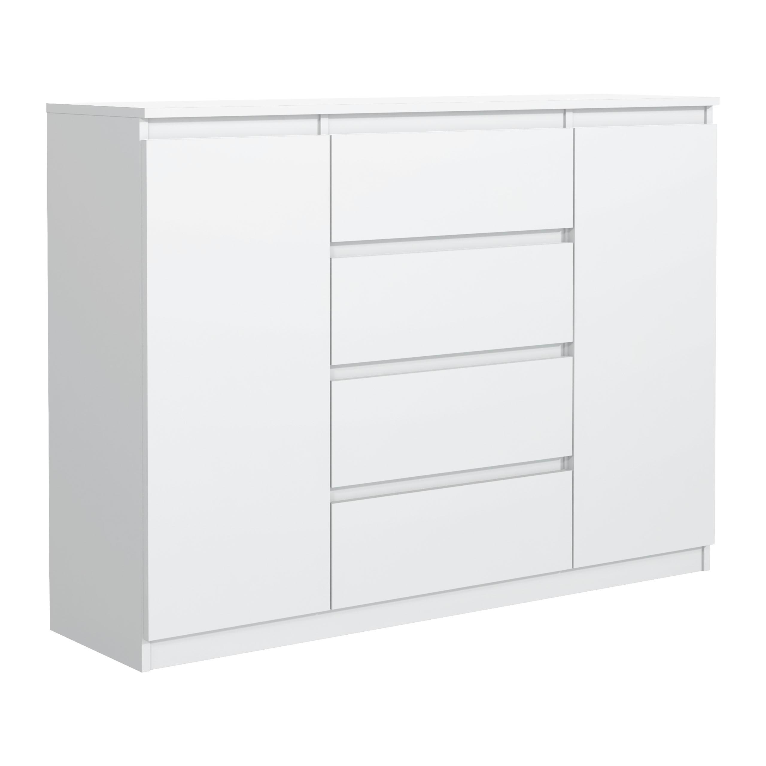 KOMMODE NUDO 138,5/101,5/39cm mit 4 Schubladen 2 Türen Weiß - Weiß, Holzwerkstoff (138.5/101.5/39cm) - MASSENO