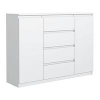 KOMMODE NUDO 138,5/101,5/39cm mit 4 Schubladen 2 Türen Weiß - Weiß, Holzwerkstoff (138.5/101.5/39cm) - MASSENO