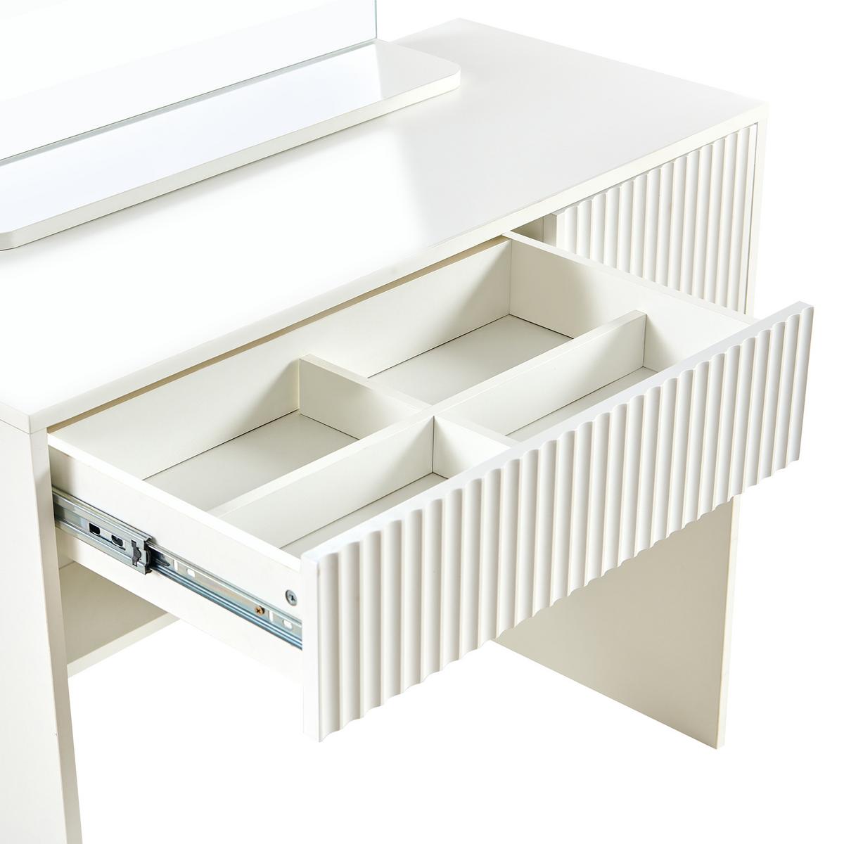 SCHMINKTISCH weiß mit Spiegel Schubladen modern - Weiß, Holzwerkstoff (90/135/40cm) - Urban Meuble