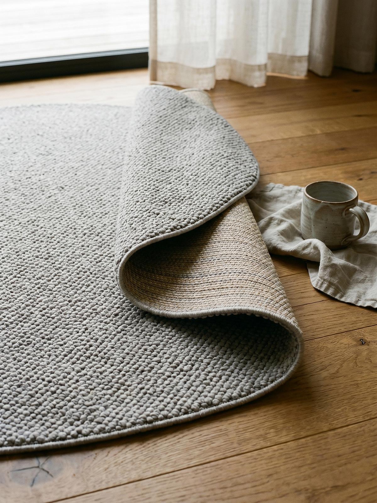 TEPPICH Flachgewebe LANGAU in Silber, meliert, Ø 120 cm - Silberfarben, Textil (120/120cm) - KADIMA DESIGN