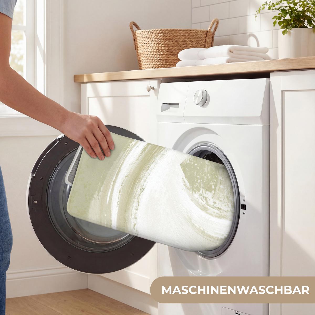 WC-VORLEGER Abstrakt - Pinselstriche - Wellen - Grün WC Teppich 50x80 cm - Mintgrün, Textil (50/1cm) - OnlyWow
