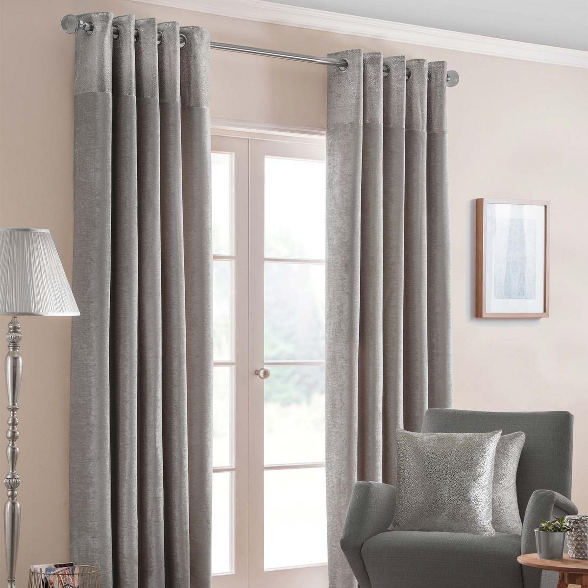 ÖSENVORHANG Nova blickdicht 2er-Set, 229/137 cm - Silberfarben, Textil (228/137cm) - Homescapes
