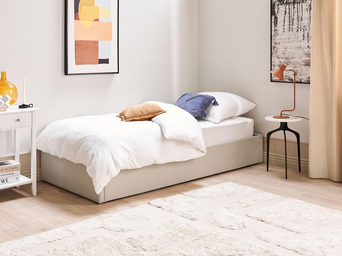 POLSTERBETT 90/200 cm Beige Dinan - Beige, Textil (90/200cm) - Beliani