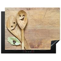 HERDABDECKPLATTE Holz - Löffel - Braun - Smiley Induktionsmatte 77x59 cm - Hellbraun, Kunststoff (77/59/0.2cm) - MuchoWow