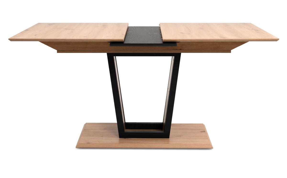 ESSTISCH Eiche Artisan, schwarz, Säulentisch ausziehbar 160 - 200 x 90 cm - Schwarz/Eiche Artisan, Holzwerkstoff/Metall (160/90/76cm) - Furn.Design