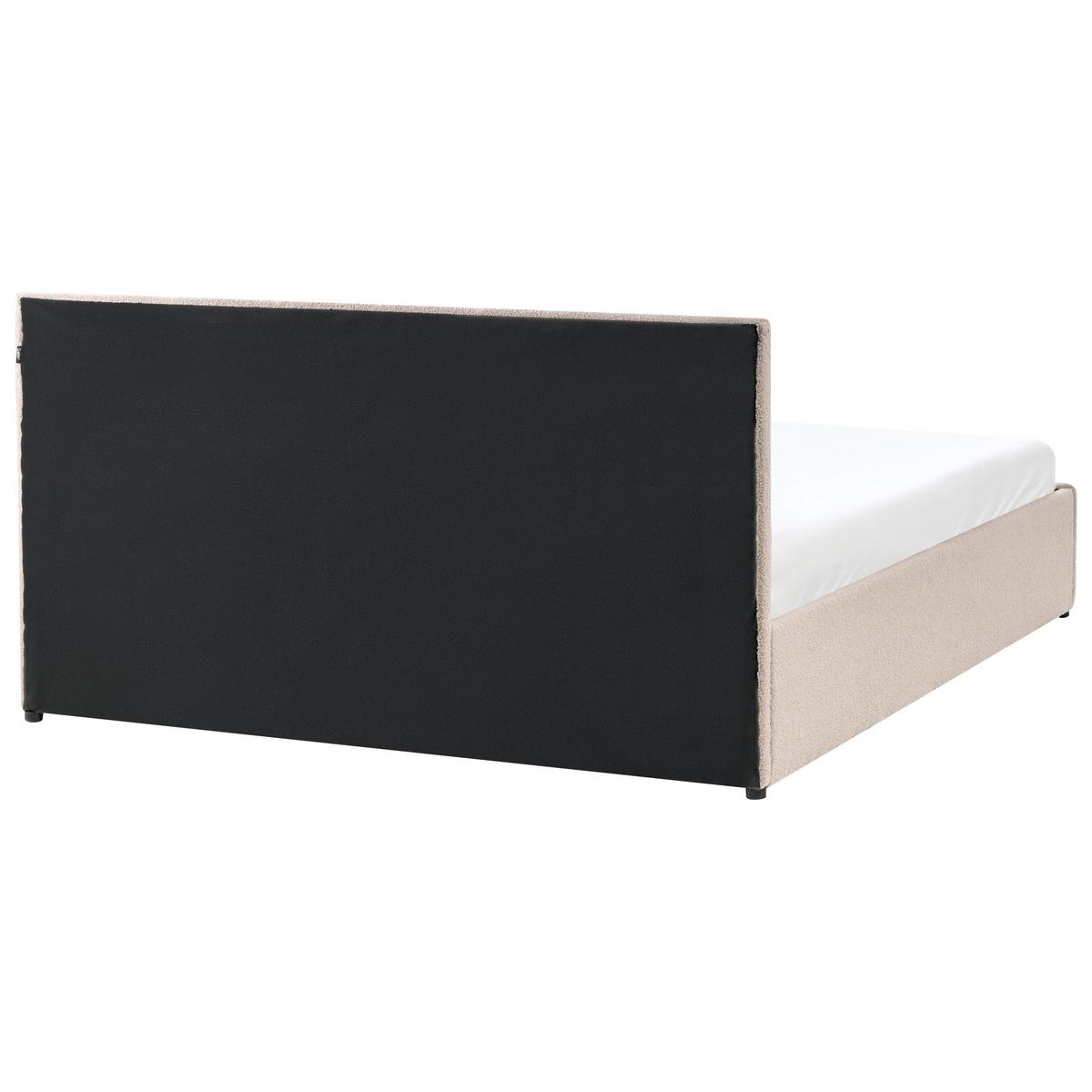 BETT mit Stauraum 160/200 cm Bouclé Beige Massognes - Beige, Textil (160/200cm) - Beliani