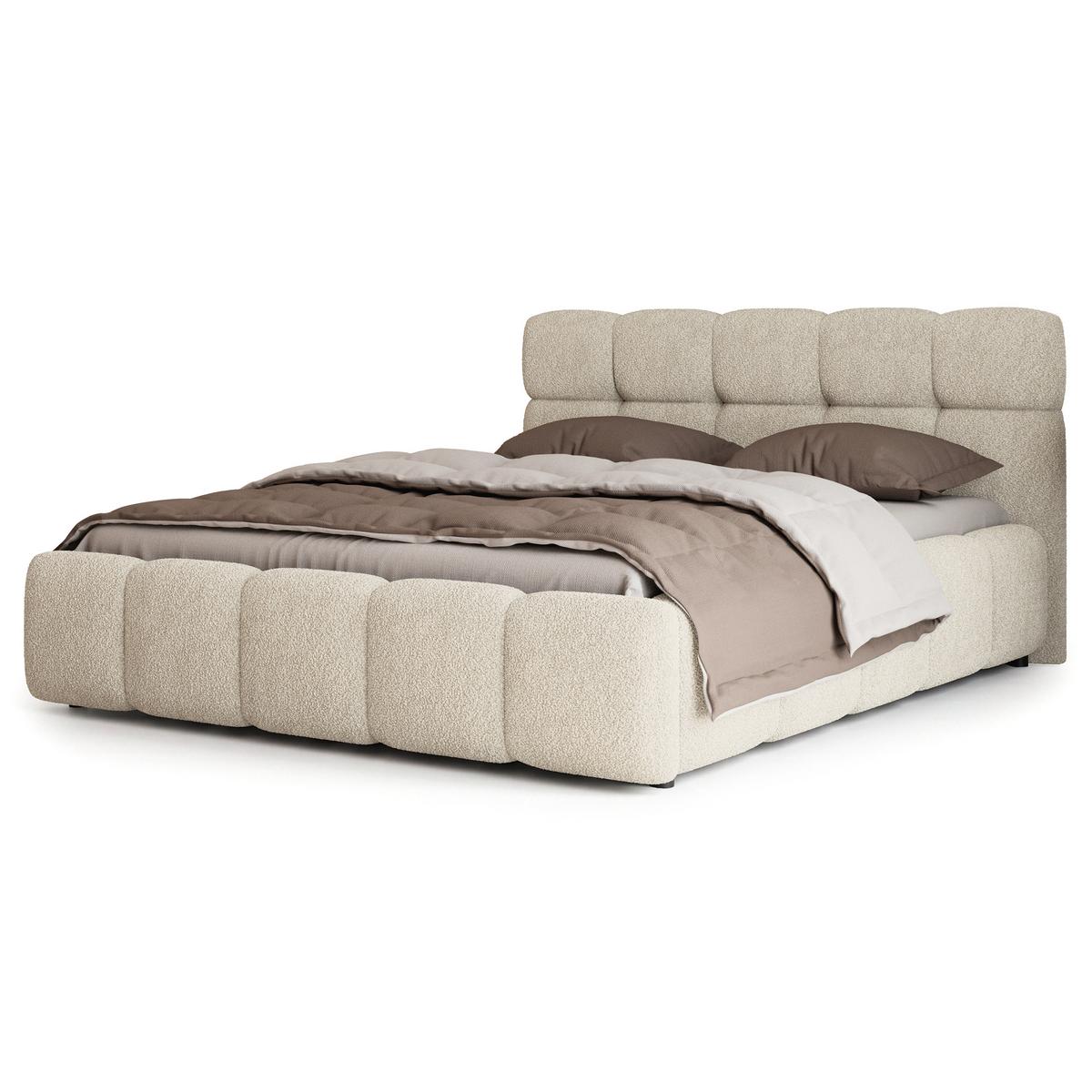 POLSTERBETT FARU Q 140x200 cm mit Bettkästen - Creme - Creme, Holz (140/200cm) - MASSENO