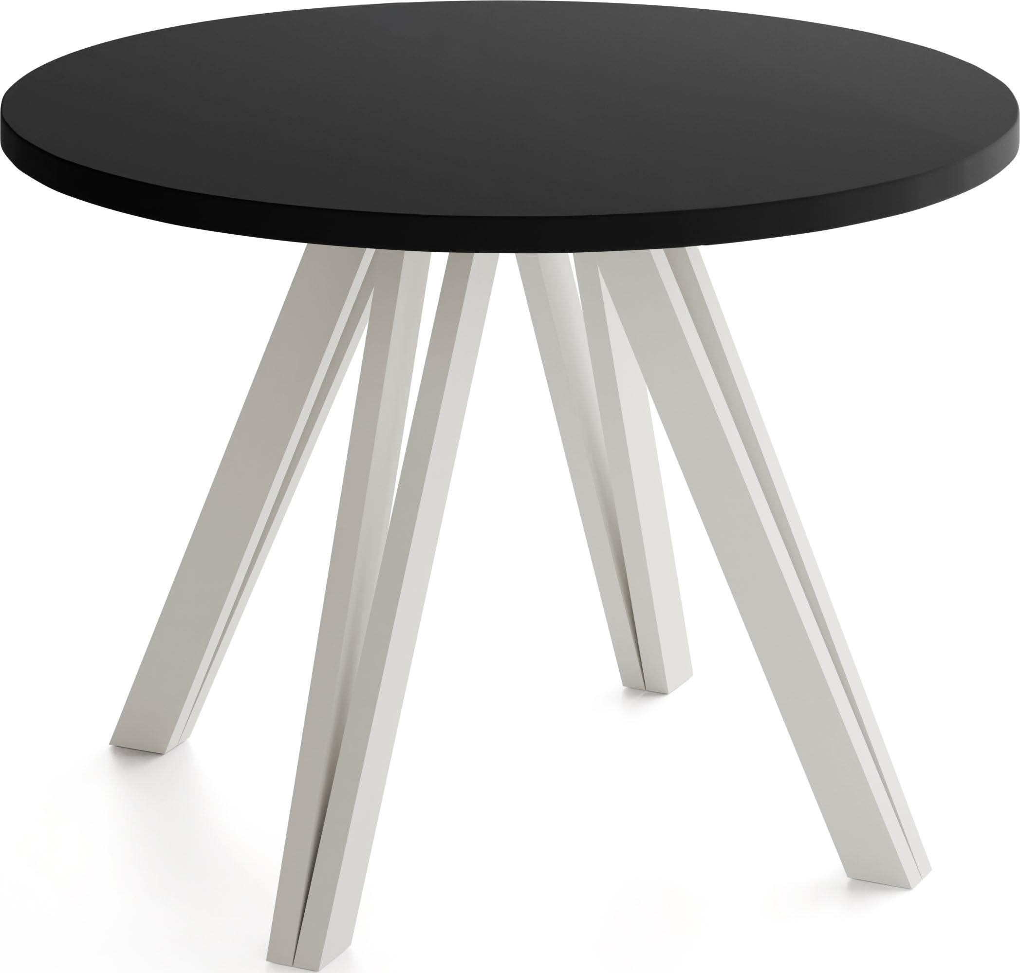 ESSTISCH Ravero runder ausziehbarer, Schwarz 100/100/77 cm - Kaschmir/Schwarz, Holz/Holzwerkstoff (100/100/76.5cm) - WFL GROUP