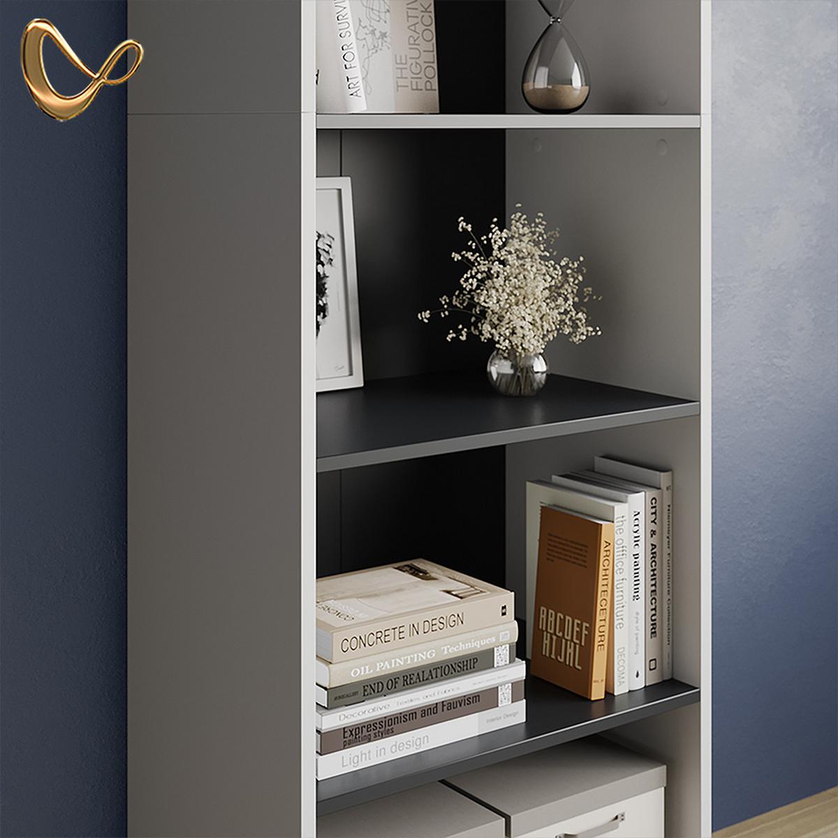 BÜCHERREGAL Aterno Grau mit 5 Fächern - Grau, Holzwerkstoff (60/180/40cm) - Livinity®
