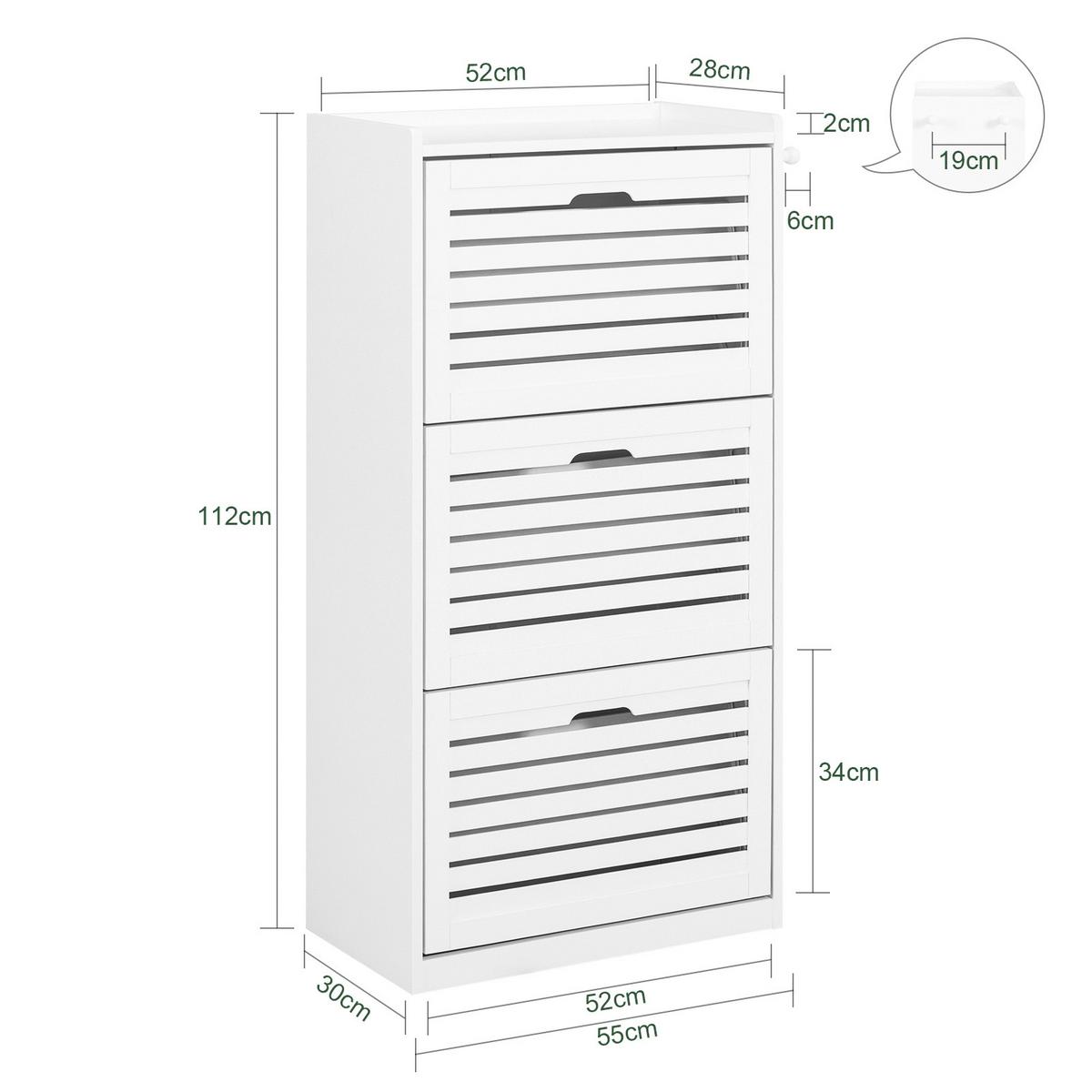 SCHUHSCHRANK Weiß - Weiß, Holzwerkstoff (55/112/30cm) - SoBuy
