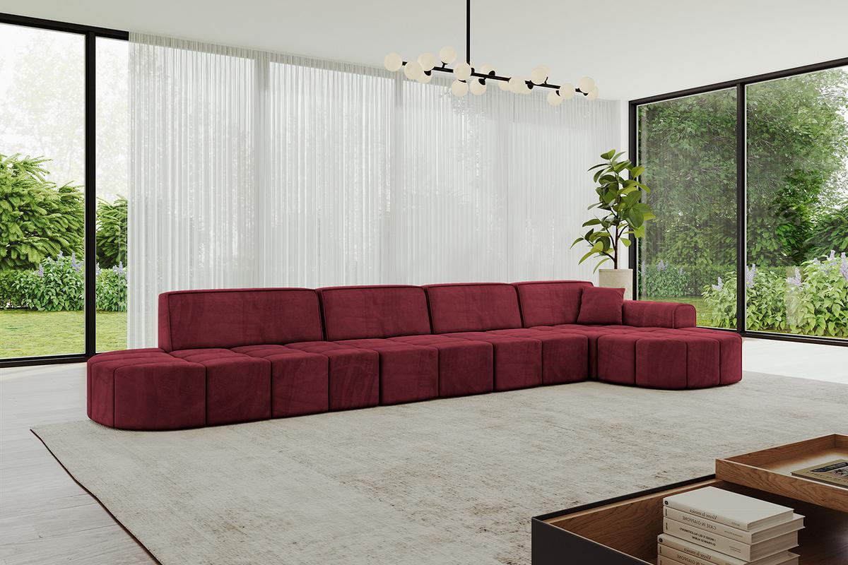 ECKSOFA Ottomane Rechts LIVO-L3 - 422x173x79,5 cm Bordeauxrot - Bordeaux, Holzwerkstoff/Textil (422/173cm) - ALTDECOR