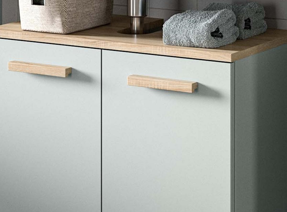 BADMÖBEL-SETGRÜN, Eiche 2-teilig 60 x 190 cm, Badkombination skandinavisches Design - Eichefarben/Grün, Glas/Holzwerkstoff (60/190/34cm) - Inn.Furn