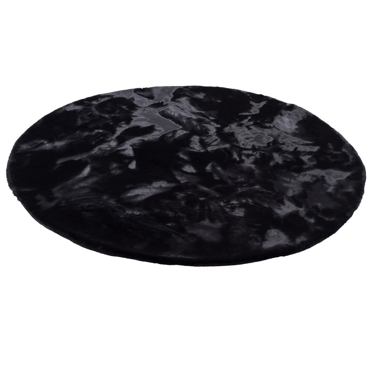 FELLTEPPICH LUXUS SUPER SOFT PLUSH RUND - Schwarz, Textil (120/120cm) - Pergamon