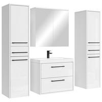 BADMÖBEL-SET Florence 5 Teile Weiß Hochglanz - 60 x 35 x 51 cm - Weiß, Holz (60/51/35cm) - Badplaats