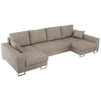 WOHNLANDSCHAFT DORIAN U Struktur Beige - Beige/Goldfarben, Textil/Metall (312/85/138cm) - MKS