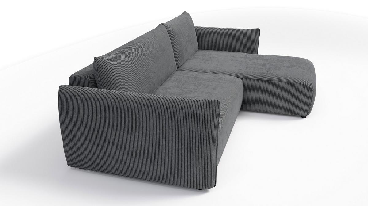 ECKSOFA TAUER 3-Sitzer links, dunkelgrau - Dunkelgrau/Schwarz, Holz/Textil (248/173cm) - Wozimo