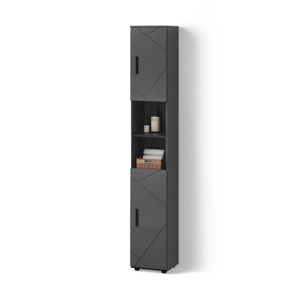 BADSCHRANK Ronco Anthrazit Hochglanz 30 x 192 cm - Schwarz Hochglanz, Holzwerkstoff (30/192/30cm) - Livinity®