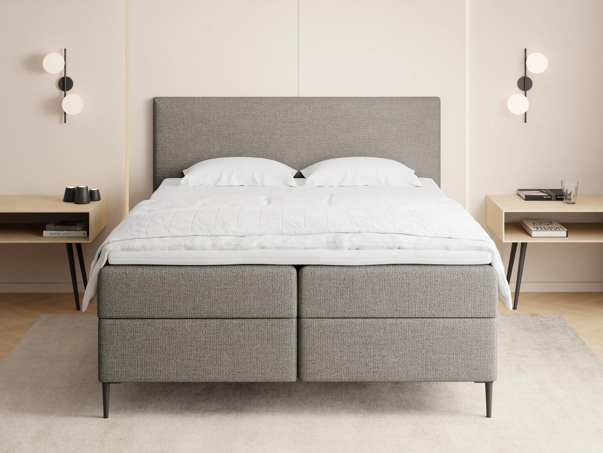 BOXBETT Alba Rise mit Bettkasten, Taupe Chenille 180x200 cm – inkl. H4 Taschenfederkern Matratze & Foam Topper - Taupe/Beige, Holz/Textil (180/200cm) - WFL GROUP