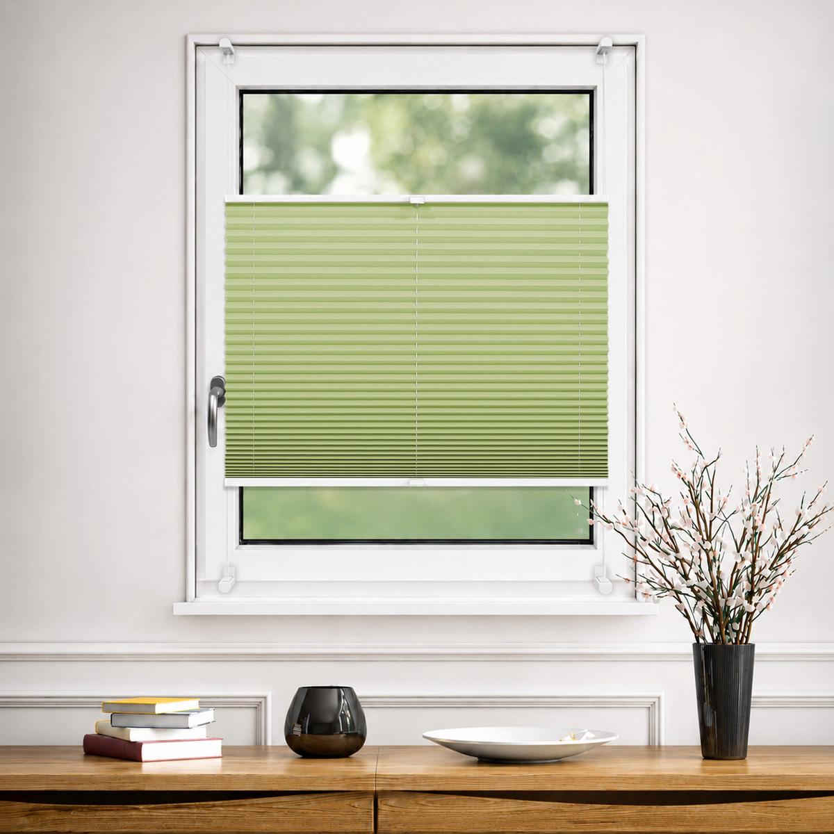 PLISSEE Thermo Basic 70 x 150cm Klemmfix ohne Bohren - Grün, Textil (70/150cm) - Deco-Raum