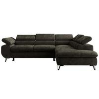 ECKSOFA PABLO L Dunkelgrau Schenille glatt - Rechts Seite - Dunkelgrau/Schwarz, Textil/Metall (273/208cm) - MKS