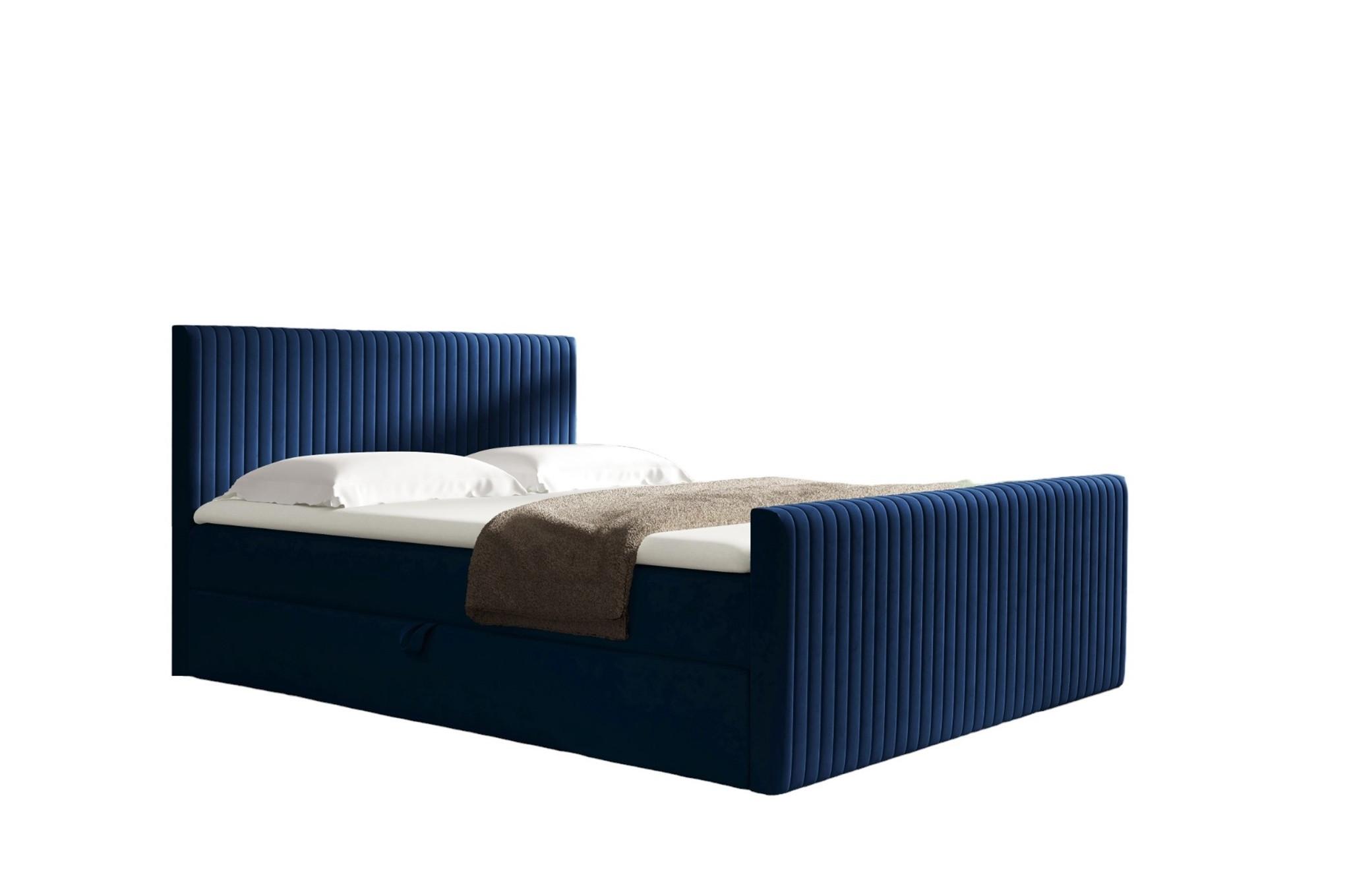 BOXBETT Adrien In überlänge - Dunkelblau, Holzwerkstoff/Textil (200/220cm) - Fun Möbel
