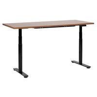 SCHREIBTISCH braunschwarz 160/72 cm elektrisch höhenverstellbar Destin IV - Dunkelbraun/Schwarz, Holz (130/60/67cm) - Beliani