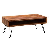 COUCHTISCH Sheesham Massivholz/Metall Rechteckig 100x40x50 cm - Schwarz/Braun, Holz/Metall (100/50/40cm) - KADIMA DESIGN
