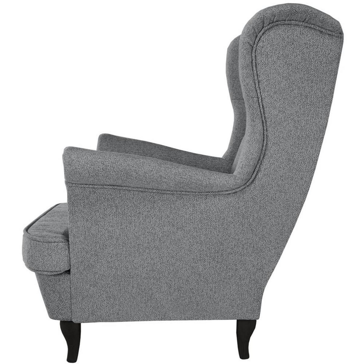 CHESTERFIELD-SESSEL Falco grau mit Wenge Holzbeinen - Grau, Holz/Textil (82/102/92cm) - Beautysofa
