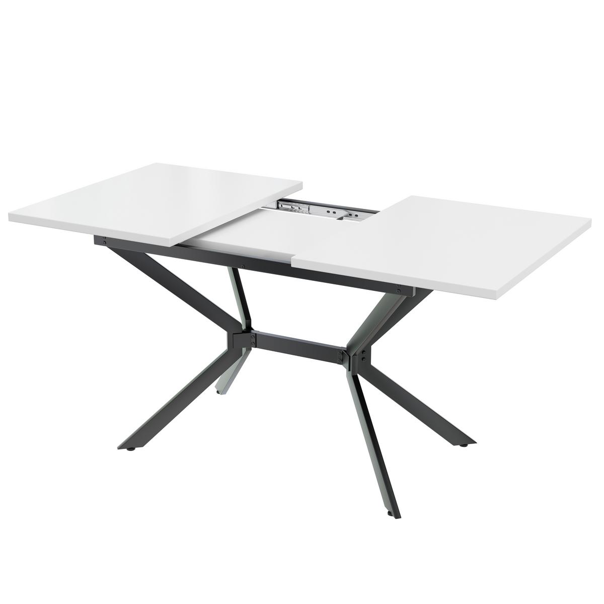 ESSTISCH Weiß 120-160/80/75 cm - Braun, Holzwerkstoff/Metall (160/80/75cm) - Urban Meuble