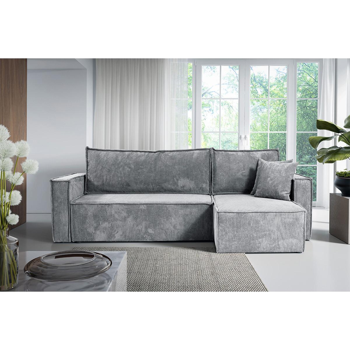 ECKSOFA Ezekiel 3 Sitzplätze Hellgrau - Grau, Holz (236/145cm) - Petits-meubles