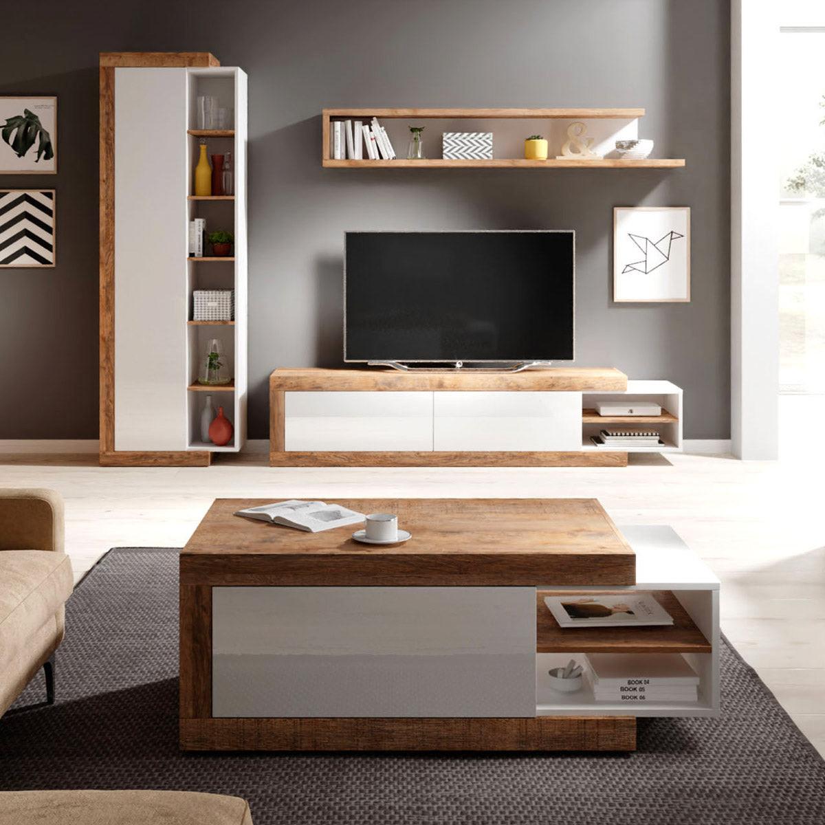 COUCHTISCH Azior Weiß und Holz - Weiß, Holzwerkstoff (60/153.5/43.5cm) - Petits-meubles